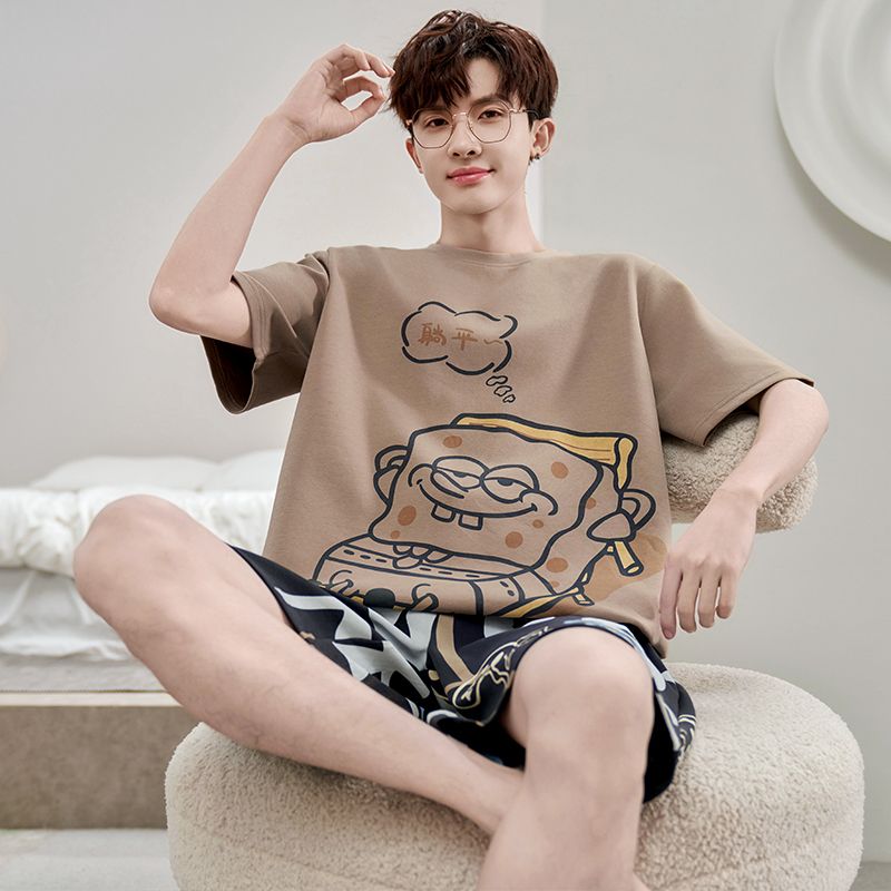 海绵宝宝纯棉男士夏季睡衣