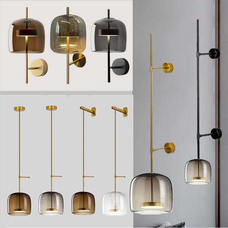 北欧后现代轻奢创意玻璃酒店客房卧室走廊过道设计师装饰长条壁灯