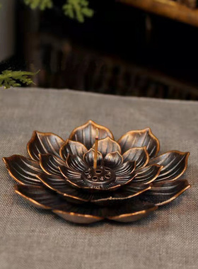 合金莲花多孔香炉家用仿古