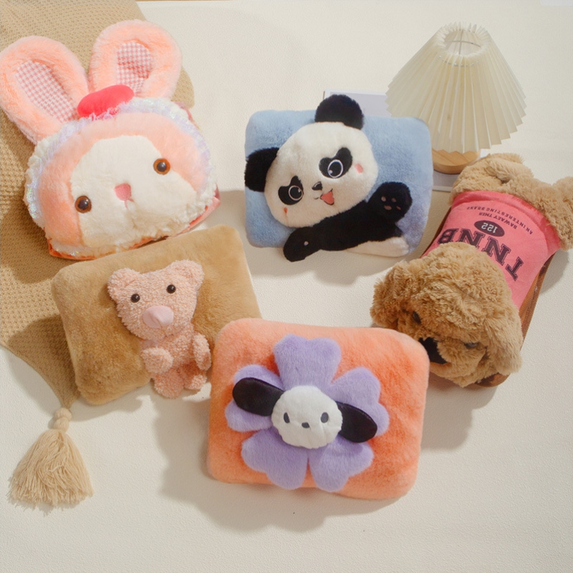 热水袋充电防爆自动断电家用注水暖宝宝可爱毛绒卡通暖手宝暖水袋