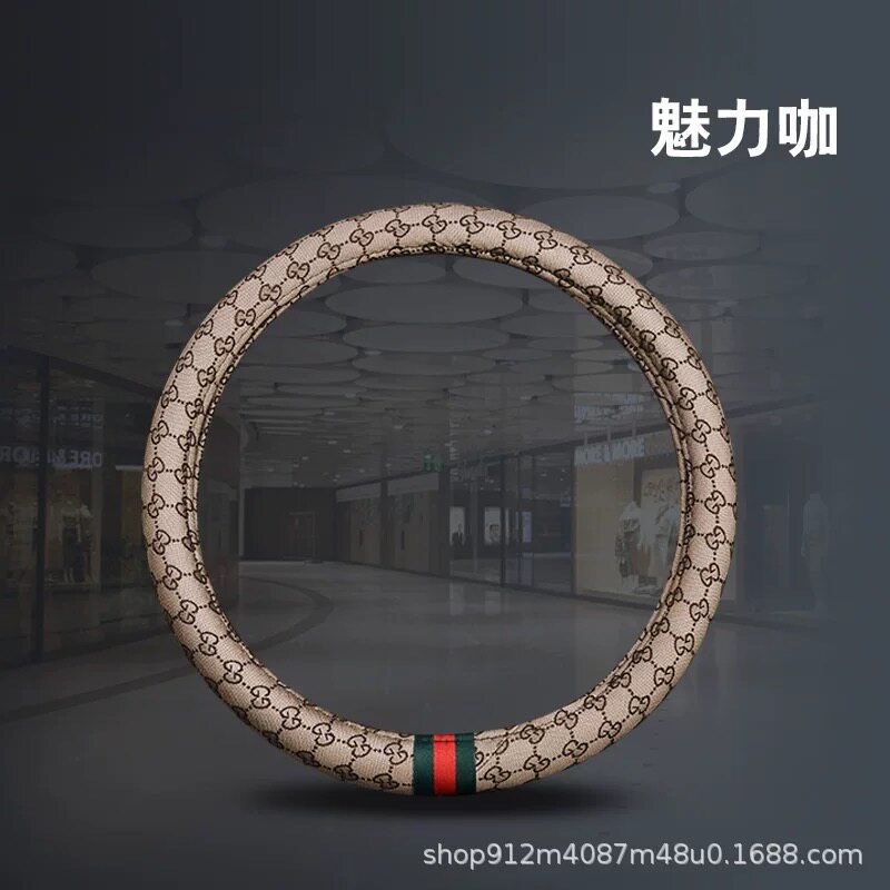 新款汽车方向盘套通用型防滑亚麻布艺卡通冰丝四季把套防手汗透气