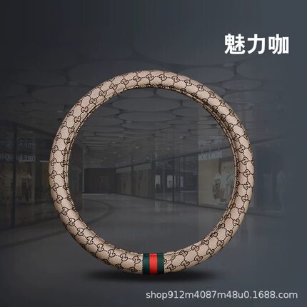 新款汽车方向盘套通用型防滑亚麻布艺卡通冰丝四季把套防手汗透气