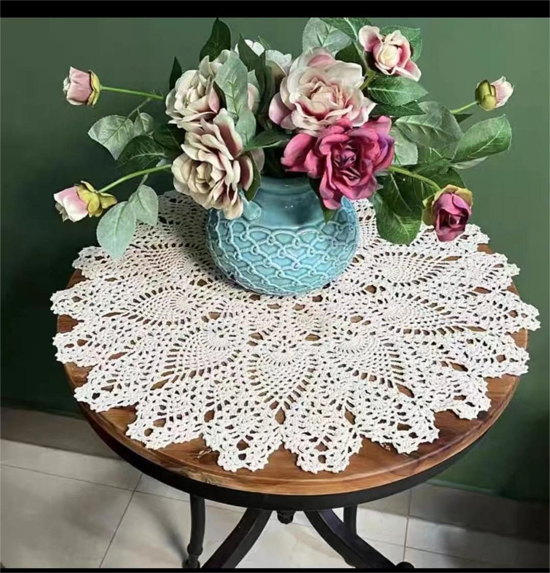 美丽织女纯手工钩针圆桌布沙发巾