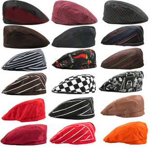 厨师帽子男鸭舌帽服务员贝雷帽女酒店厨房火锅店快餐厅工作帽定制