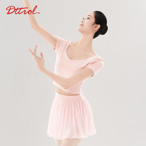 【新品】笛雀儿春季芭蕾舞服舞蹈服练功服网纱短袖体服芭蕾舞体服