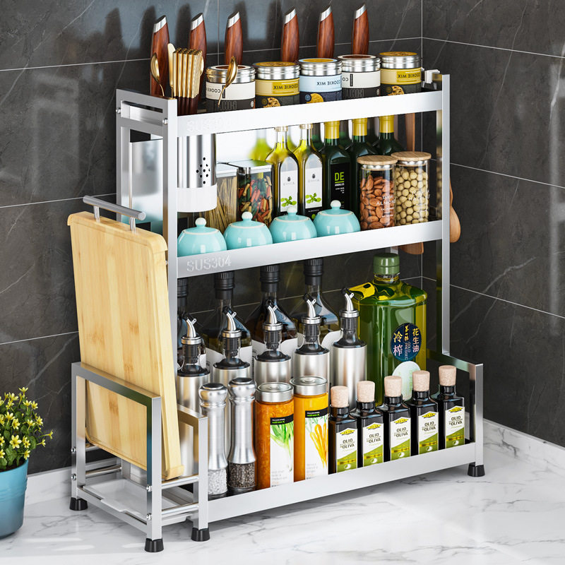 加厚304不锈钢厨房调料置物架灶台面调味品酱油醋瓶罐盒收纳架子,厨房/烹饪用具,厨房置物架/置物柜/角架,淘宝优惠券,粉丝福利购,淘宝优惠卷