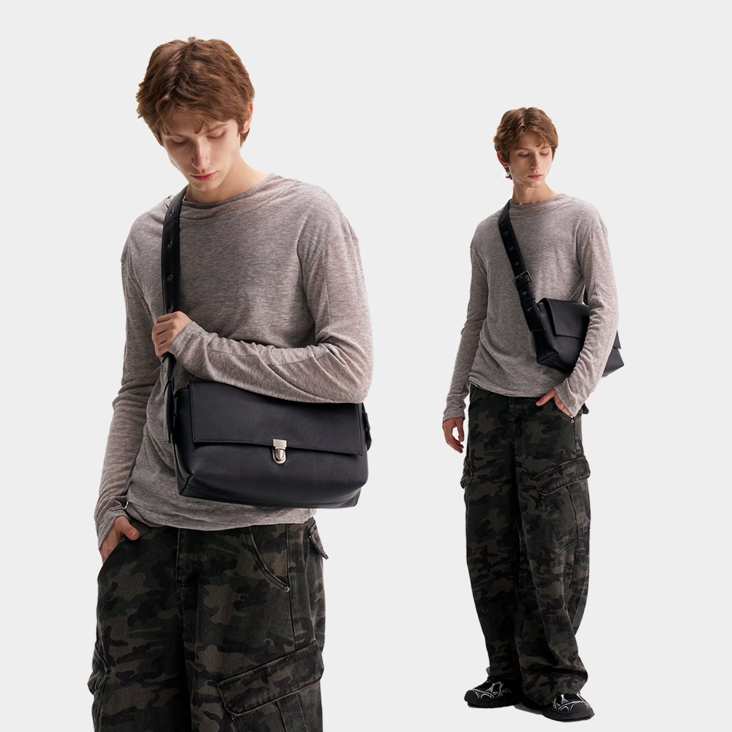 翻盖锁扣包小众设计师男生高级感潮牌轻奢无性别方包斜挎包单肩女