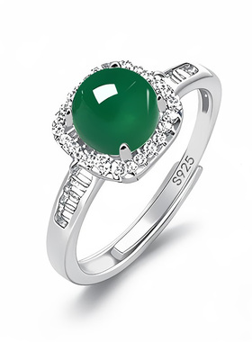 新S925纯银戒指空托绿松石翡翠戒