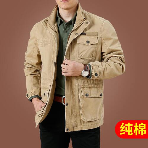 工装夹克纯棉外套宽松大码男装