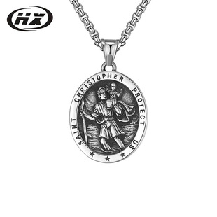 外贸欧美圣克里斯托弗钛钢吊坠不锈钢项链项链爆款