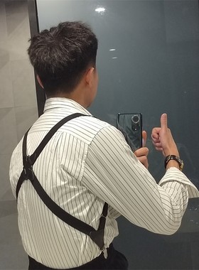 英伦复古枪套式背带夹绅士西裤吊裤带侧夹款男式夹吊带后背式背带