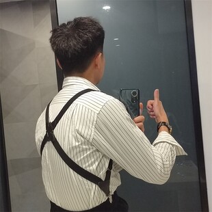 背带夹绅士西裤 夹吊带后背式 吊裤 男式 背带 带侧夹款 英伦复古枪套式