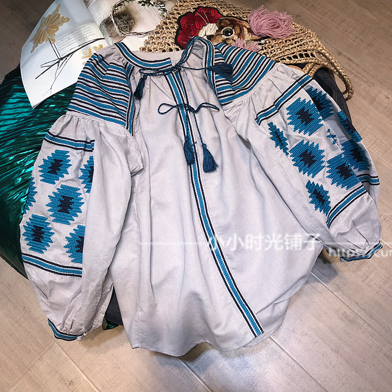 清仓春款长袖外套开衫重工刺绣流苏衬衫风衣韩版复古宽松 女 热卖