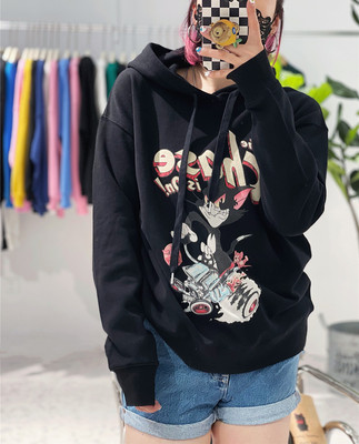 adkhal纸袋纯棉卡通减龄毛圈卫衣