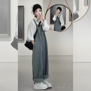 牛仔抱婴袋连身裤 胖mm条纹衬衫 子韩系减龄套 搭配一整套大尺码 秋装