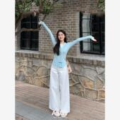 子宽松bf慵懒风休闲套装 2025秋季 简单大方感穿搭假两件上衣阔腿裤