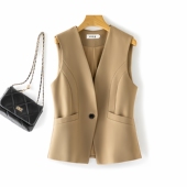 显瘦通勤百搭气质马夹 背心2026春秋新款 卡其色高级感西装 马甲女款