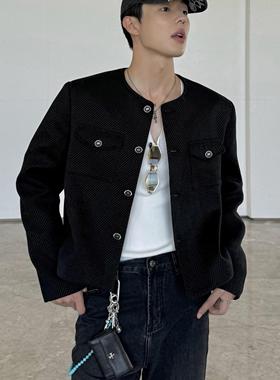 weave 秋季百搭的黑色 肌理面料八芒星扣小香风 复合圆领短款夹克