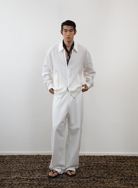 weave 舒适圈 100%亚麻白色夹克外套男女款拉链休闲透气防晒上衣