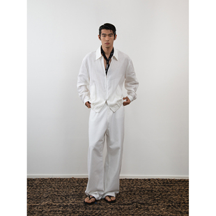 100%亚麻白色夹克外套男女款 weave 拉链休闲透气防晒上衣 现货