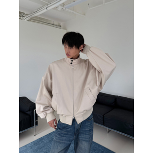 慵懒大地色系浅咖色立领老钱大廓形短款 weave 夹克外套 现货