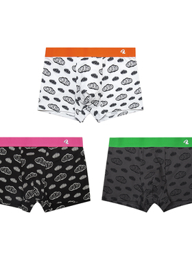 潮流观止 Ravenous云朵LOGO满印底裤平角内裤男四角裤3条装