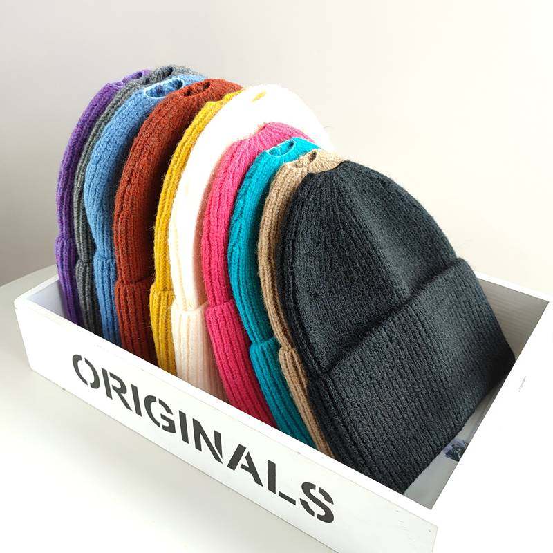 女冬黑色毛线帽的新款帽子