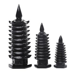 天然玉石文昌塔摆件九层黑曜石东陵玉文昌塔9层办公室书房装饰品