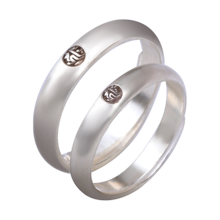 十二生肖本命佛s999足银戒指本命年素面光圈开口男女情侣足银对戒