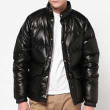双11大促木村拓立领粒面小牛皮羽绒棉服真皮皮衣男款冬季年轻休闲