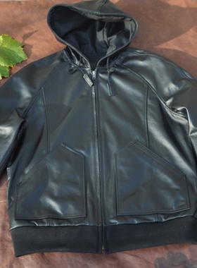 特价捡漏秋季y2新款头层牛皮真皮皮衣男士连帽皮夹克休闲大码外套