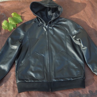 连帽皮夹克休闲大码 特价 头层牛皮真皮皮衣男士 y2新款 外套 捡漏秋季