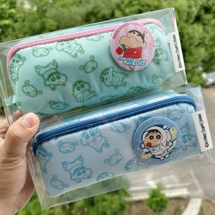 正版 大敞口笔盒文具袋 蜡笔小新大容量学生笔袋男孩送徽章2024新款