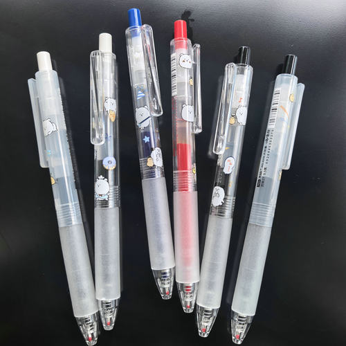 可爱熊双珠速干黑蓝红刷题中性笔