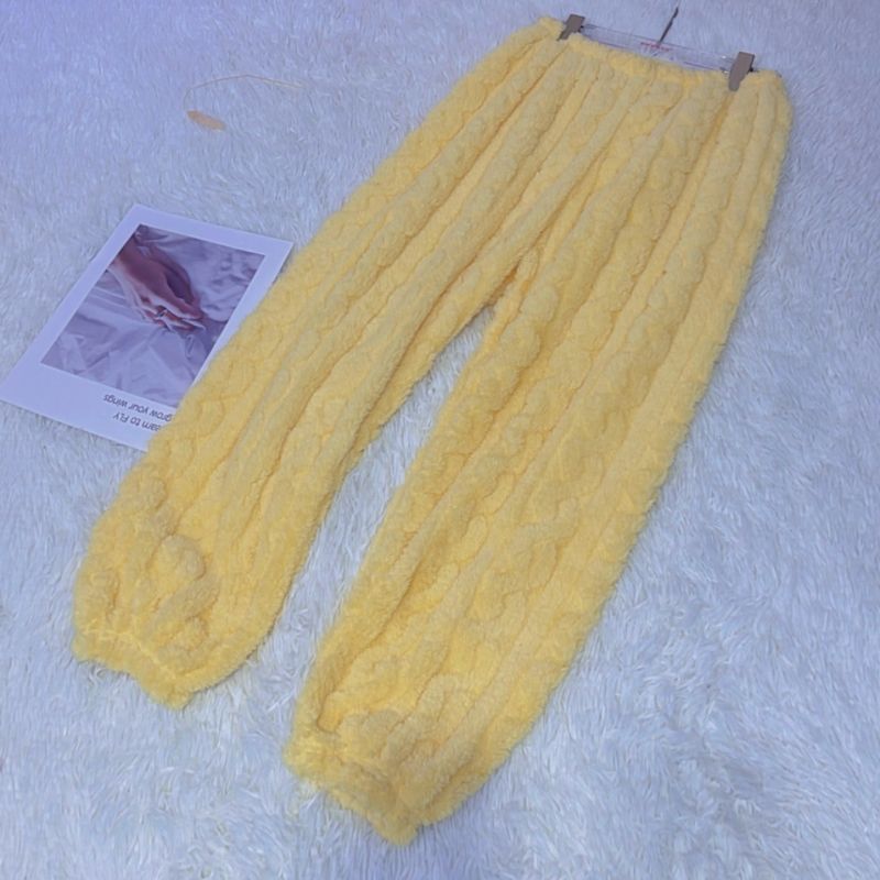 2025新款仙女提花加绒加厚睡裤女冬季珊瑚绒暖暖裤宽松休闲家居裤