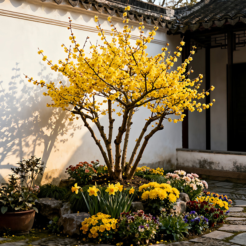 丛生腊梅花树苗花园庭院花镜搭配