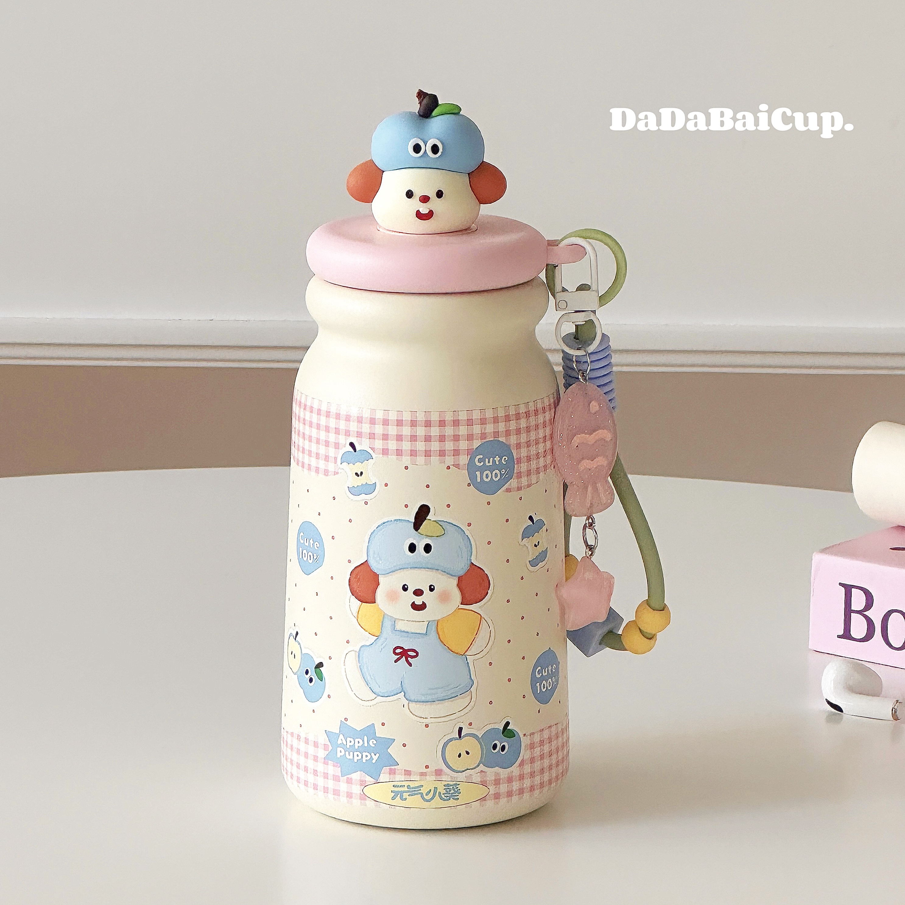 苹果小狗保温杯女生高颜值