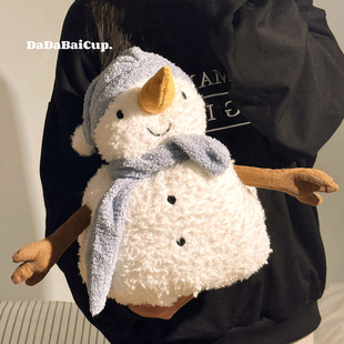 可爱雪人充电热水袋女生2025新款 毛绒暖水袋可插手防爆暖手宝灌水