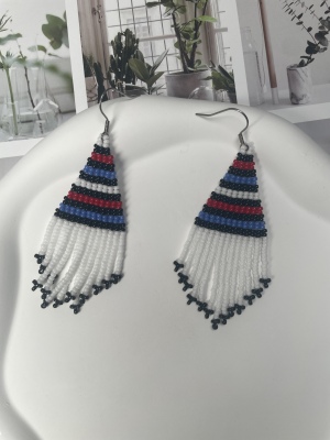 民族风流苏耳环 手工串珠成品 度假闺蜜礼物