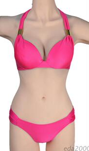 特价 饰上薄下后比基尼分体泳衣2色SML 外贸原单金属装