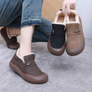 2025年冬季新款加绒加厚保暖豆豆女靴一脚蹬时尚妈妈鞋老北京布鞋