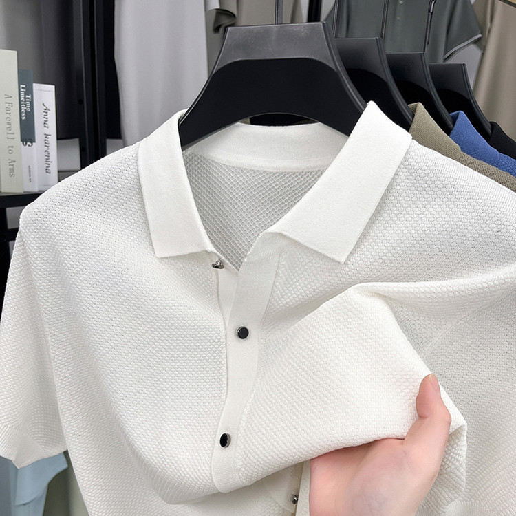 夏季新款纯色短袖衬衫男士休闲亲肤舒适透气冰丝百搭抗皱衬衣潮流