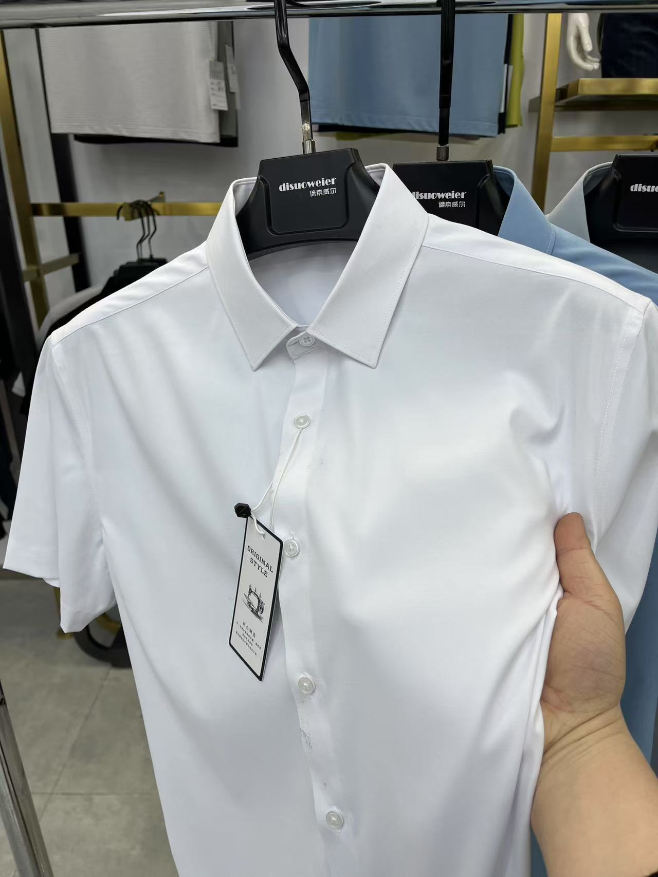 25夏季新款轻奢高端丝滑垂感抗皱商务正装衬衣中青年男士短袖衬衫