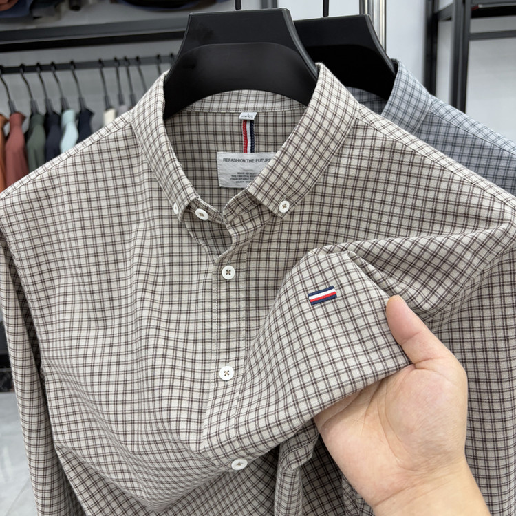 25年秋季新款100%纯棉男时尚休闲衬衣中青年商务百搭舒适长袖衬衫