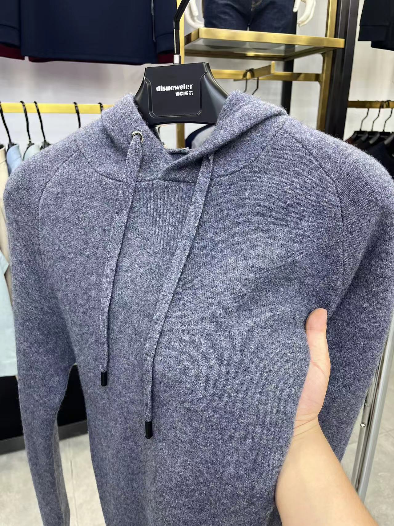 百分百纯羊毛连帽羊毛线衣9针655克加厚冬新款宽松针织毛衫卫衣潮