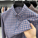 2025秋磨毛纯棉格子衬衫 衬衣免烫易打理中年商务休闲寸衫 男士 长袖