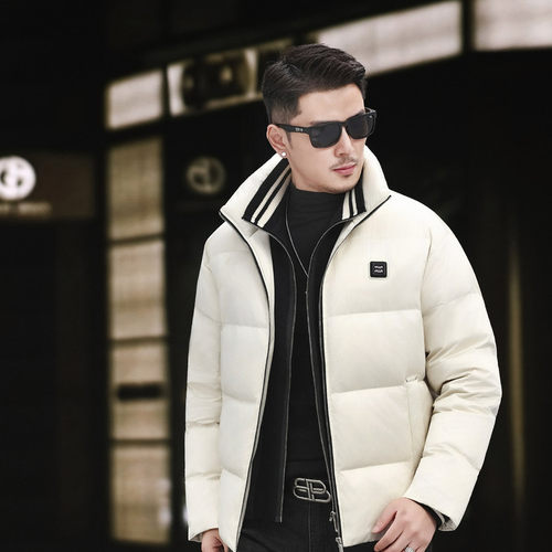 2025年冬季新款高档中青年男士时尚休闲羽绒服立领假两件保暖外套