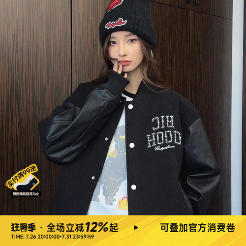 RIC珍珠棒球服夹克情侣装