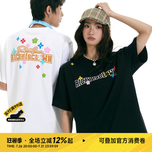 RIC趣味发泡印花短袖T恤男情侣装