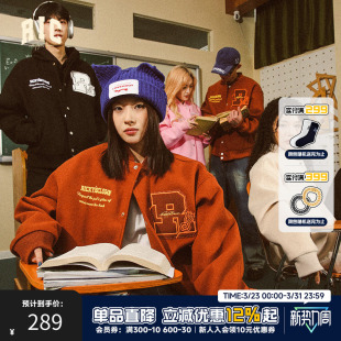 RickyisClown漩涡兔刺绣美式 潮牌宽松情侣外套 棒球服男生夹克秋季